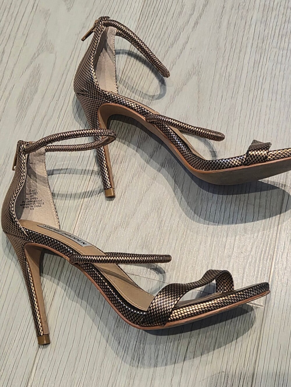 Steve Madden Metallic Rose Gold Strappy Stiletto Sandals